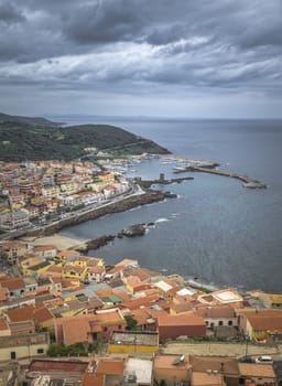 view from the mountains on the city of castelsardo on sardinia island belongs to italy