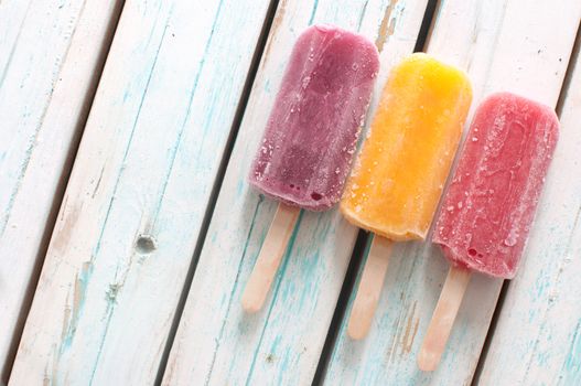 Various flavored ice popsicles