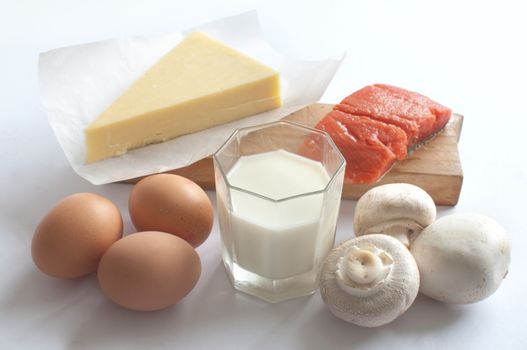 Collection of foods containing vitamin d 