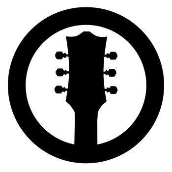 A guitar headstock set in a ring as an isolated rubber ink stamp