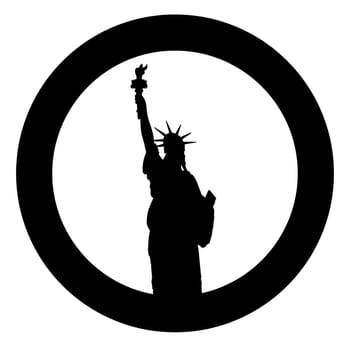 The Statue Of Liberty set in a ring as an isolated rubber ink stamp