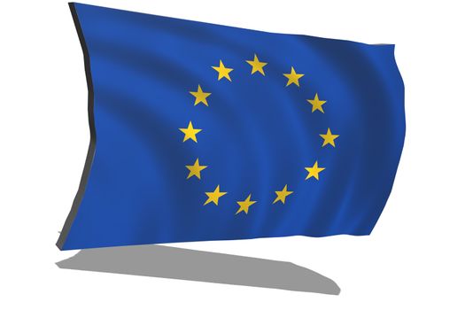    EU flag in 3D on white background