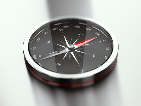 3D illustration of a modern compass pointing north. Concept of Business Vision or consulting.