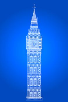 The London landmark Big Ben Clocktower as a blueprint