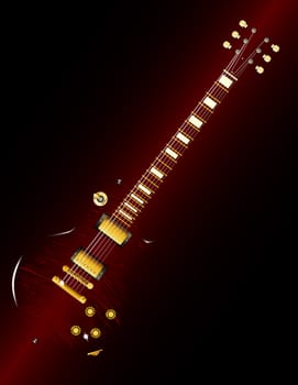 A typical solic body electric guitar abstract over a dark background