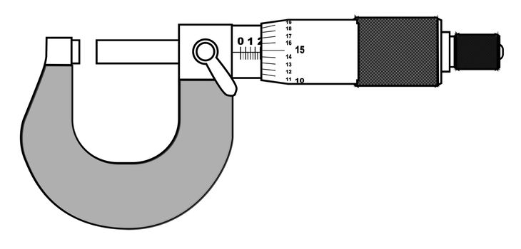 The precision engineering measuring tool the micrometer over a white background