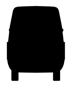 A small delivery van in silhouette over a white background