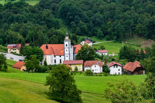 Village Olimje near Podcetrtek, Slovenia with Monastery in Olimje with surroundings