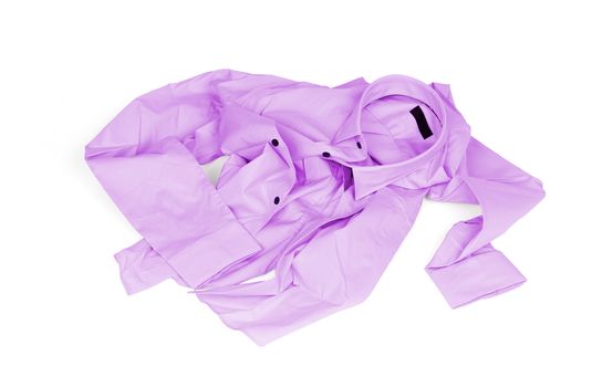 Unfolded purple man shirt on white background - Unfolded, laundry