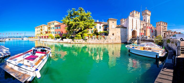 Town of Sirmione entrance walls view, Lago di Garda, Lombardy region of Italy