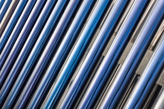 Closeup on solar water heater tubes