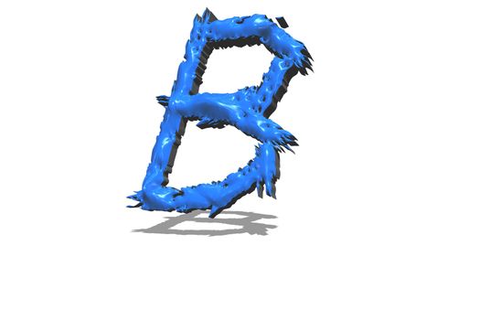 Big blue letter B in 3D on white background
