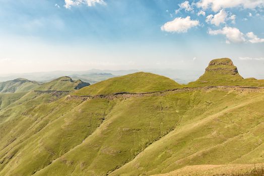 The road to the Sentinel car park in the Drakensberg at the start of the Sentinel trail