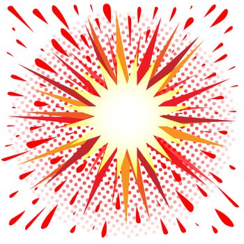 A red and yellow isolated cartoon comic style isolated explosion