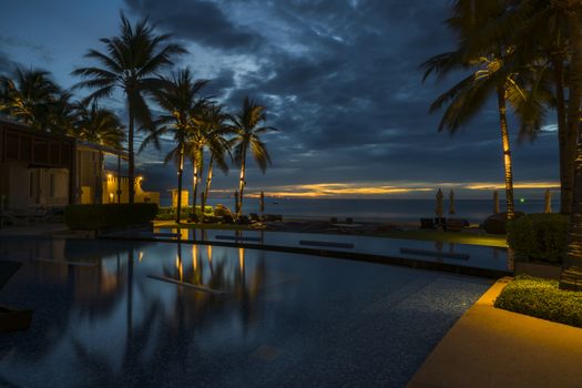 A beautiful dawn in a tropical resort.
