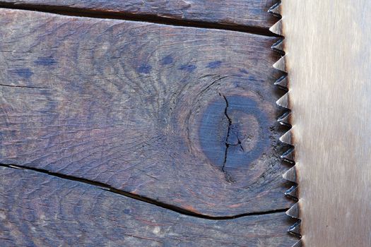 Hacksaw Closeup On Wooden Background