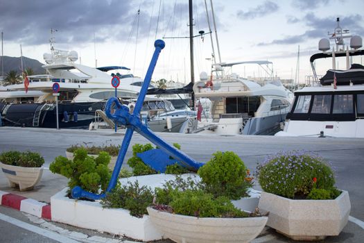 Ancor monument composition in Benalmadena yacht marina, Malaga, Spain