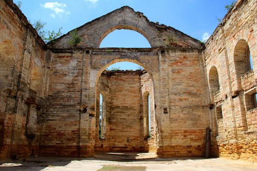 The ruins of the old German church. Photo. Ukraine