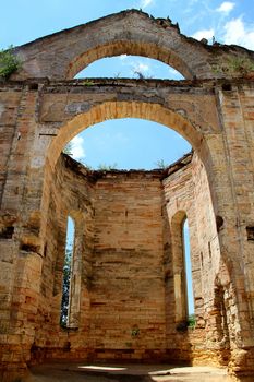 The ruins of the old German church. Photo. Ukraine