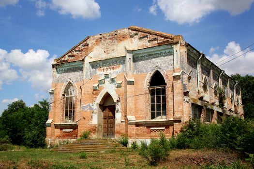 The ruins of the old German church. Photo. Ukraine