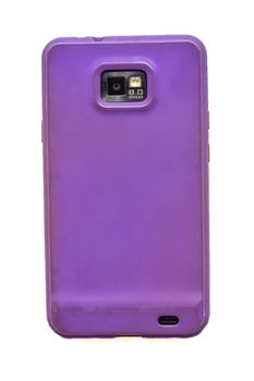 Back view of old smartphone isolated on white background.