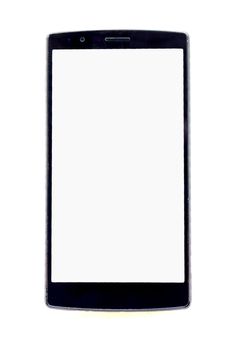 Front view of modern smartphone isolated on white background.