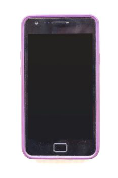 Front view of old smartphone isolated on white background.