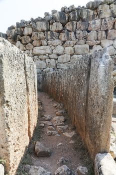 The archaeological site of Mycenae in the Peloponnese with the Lion Gate and Treasury Tombs