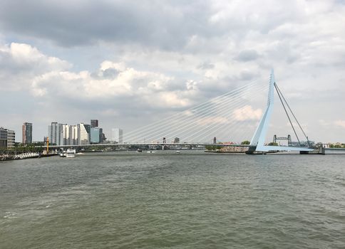 The Rotterdam Skyline with the Erasmusbrug bridge, Netherlands.