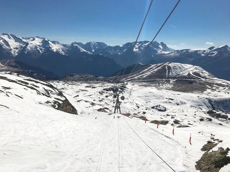 The Alpe d Huez ski domain in the French Alps