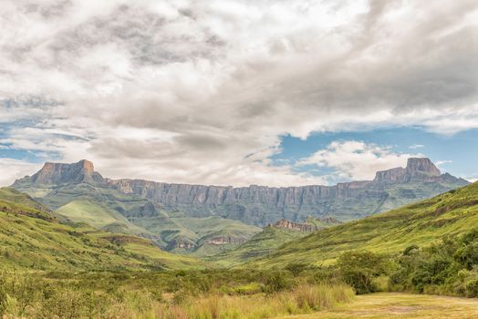A view of the Amphitheatre in the Kwazulu-Natal Drakensberg of South Africa
