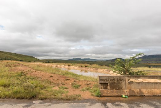 The Tugela-Vaal Water Scheme canal, built in 1995, at the Woodstock Dam Near Bergville in the Kwazulu-Natal Province