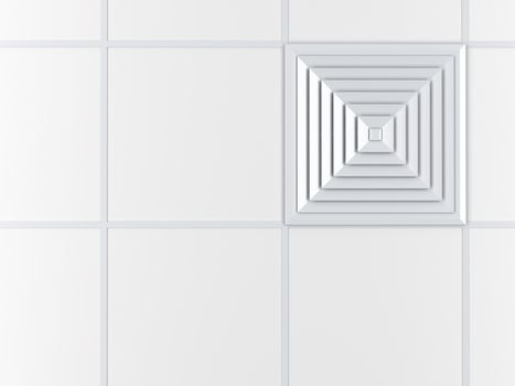 Square air vent on the ceiling, 3D illustration