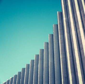 Abstract Architectural Detail Of A White Concrete Modernist Church