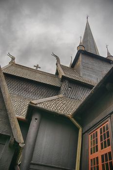 Wood old architecture attraction in Scandinavia