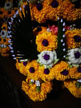 procedure of Buddhist praying from Buddha statue at Thailand happy new year festival in summer