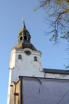 Tower of St Mary's Cathedral, or Dome Church, or Cathedral of Saint Mary the Virgin in Tallinn, Estonia, belonging to the Estonian Evangelical Lutheran Church.