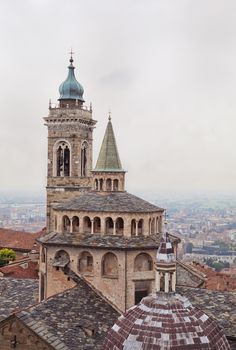 Aerial view of basilica of Santa Maria Maggiore, Bergamo, Italy