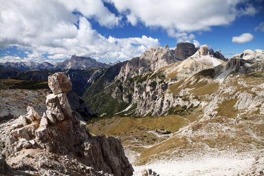 Dolomites mountains landscape on a sunny autumn day