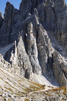 Dolomites mountains landscape on a sunny autumn day