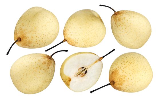Chinese pears isolated on white background with clipping path. Collection