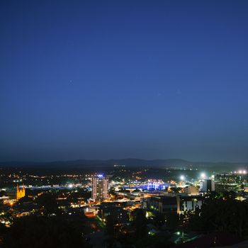 View of the CBD of Ipswich City at night. Queensland, Australia.