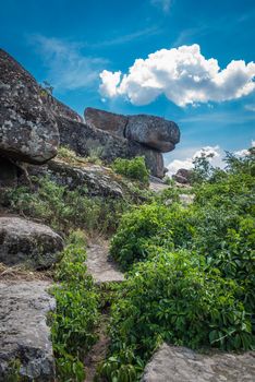 Granite Arbuzinka Rocks in the canyon near the Aktovo village, on the Mertvovod river in Ukraine. One of natural wonders of Europe.