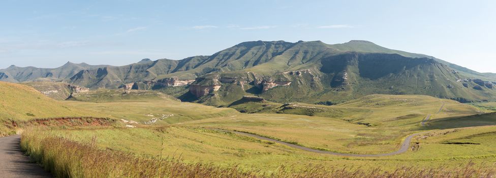 A panoramic view of the landscape at Golden Gate in the Free State Province of South Africa