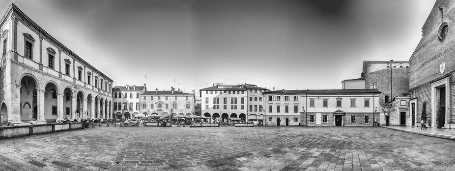 Panoramic view of Piazza Duomo, aka Cathedral's square in the city center of Padua, Italy