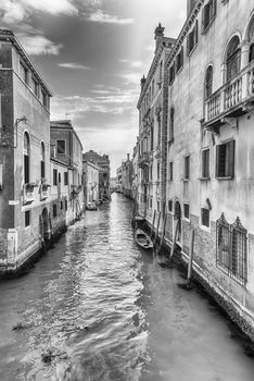 View over the picturesque canal Rio de la Pleta, in Castello district of Venice, Italy