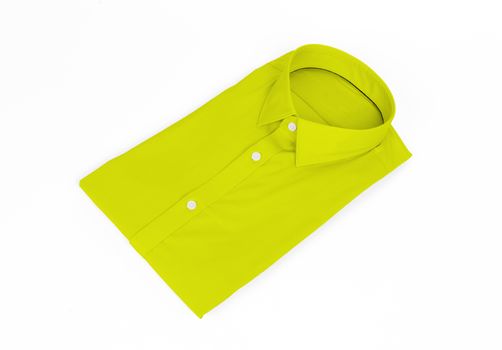 Yellow man shirt on white background - New and folded