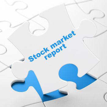 Banking concept: Stock Market Report on White puzzle pieces background, 3D rendering