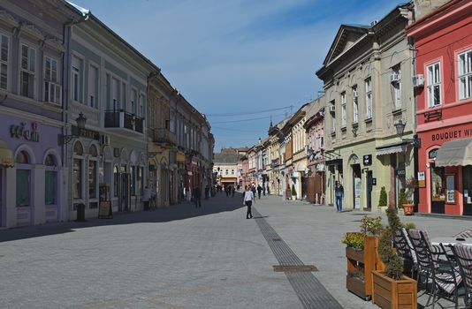 Dunavska street in Novi Sad, Serbia, empty morning view