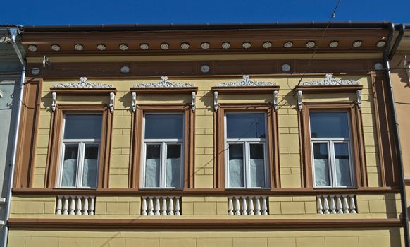 Windows on an old restored 19th century building